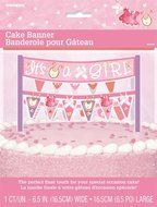 Cardboard Pink Clothesline Girl Baby Shower Cake Bunting Topper