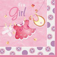 Cardboard Pink Clothesline Girl Baby Shower Cake Bunting Topper N4