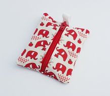 Ear Bud Pouch / Earbud Holder / Zip Pouch / Mini Zip Pouch / Jump Drive Holder ::: Red Elephants