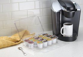 mDesign Nespresso Coffee Pod Holder for Kitchen Pantry, Countertops - Holds 48 Capsules, Clear