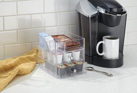mDesign Nespresso Coffee Pod Holder for Kitchen Pantry, Countertops - Holds 48 Capsules, Clear N3