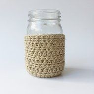 Mason Jar Cover Pint Size Cotton Beige