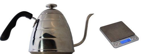 CoastLine Pour Over Gooseneck Kettle with Thermometer and Digital Kitchen Scale Bundle | Stainless Steel Kettle... N5