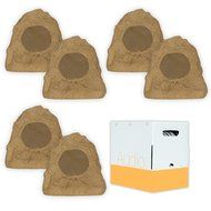 Theater Solutions 6R4S Outdoor Sandstone Rock 6 Speaker Set with Wire for Deck Pool Spa Patio Garden