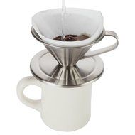 Home-X 1 Cup Pour Over Stainless Steel Coffee Cone Maker. Perfect for Cone Filters N2