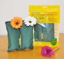 Golden Bamboo, Mini Activated Charcoal- Air Purifying Bags, Shoe Deodorizer and Air freshener.(50g/2pack) (Green) N6