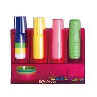 BonNoces Black Acrylic Coffee Condiment Organizer Cups Holder Dispenser for Lids and Cups with Same Size Four...