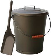 Uniflame, C-1726B, Bronze Finish Ash Bin with Lid and Shovel