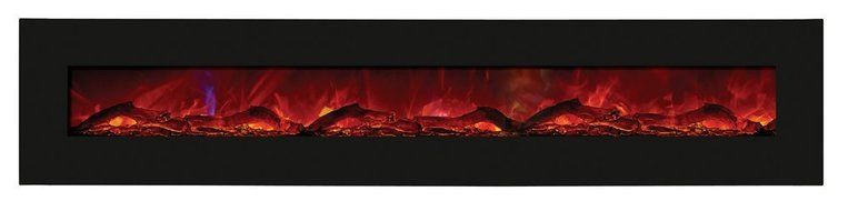 Amantii 106" Electric Fireplace with 115" x 24" Black Glass Surround
