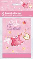 Cardboard Pink Clothesline Girl Baby Shower Cake Bunting Topper N7