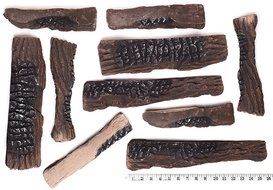 Large Gas Fireplace Logs | 10 Piece Set of Ceramic Wood Logs. All Types of Indoor, Gas Inserts, Ventless &amp; Vent... N5