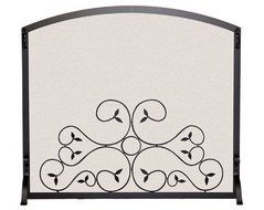 Arched Scroll Fireplace Screen (39 in. L x 33 in. H (25 lbs.) - Matte Black)