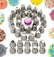 Russian piping tips set for icing nozzles pastry decoration-PREMIUM stainless steel 35 frosting flowers tip kit...
