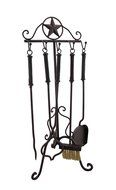 Rustic Western Star Wrought Iron Fireplace Tool Set N3