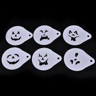 u-hoMEy 6x 2.8 Inch Halloween Cake Stencil Cookie Coffee Strew Flowers Pad Spray Mold