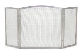 Pilgrim Home and Hearth 18245 Newport Tri Fireplace Panel Screen, Stainless Steel