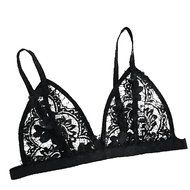 PHOTNO Women Hollow Translucent Underwear Sheer Lace Strap Lingerie Bra Top Bustier