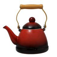 JustNile Country-Style Decorative Enameled iron Tea Kettle with Vintage Wooden Handle - 1.2 Quarts, Navy Blue... N10