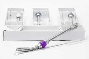 PremiumDesign Bombilla Straws, Great for Yerba Mate, Loose Tea, Ground Coffee. 21cm Long, Silver (Sky Blue) N2