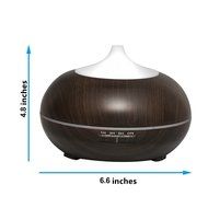 Aromatherapy Diffuser 300 ml Dark Wood Grain Ultrasonic Essential Oil Diffuser 7 Changed LED Lights Color, 4 Timer... N3