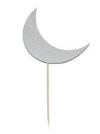 Zaffron Silver Crescent Moon Cupcake Toppers and Party Picks (12 pack)
