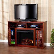 SEI Narita Media Console with Electric Fireplace, Mahogany