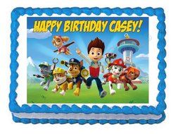 Paw Patrol &quot;Ready For Action!&quot; 1/4 Sheet Edible Frosting Photo Birthday Cake Topper. ~ Pesonalized!