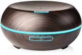 WHISPER TECH&reg; Ultrasonic Aromatherapy Humidifier &amp; Essential Oil Diffuser - Dark Faux Wood - 7 LED Mood Lights... N3