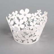 60 Pcs Laser Cut White Pearly Paper Garden Cupcake Wrappers Wraps Cases Wedding Birthday Party Decorations