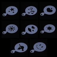 AIHOME Christmas Plastic Coffee Flowers Die Fancy Coffee Printing Template Model Milk Foam Spray Tool 8pcs for... N2