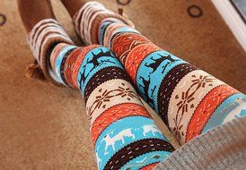 PHOTNO Skinny Xmas Stripe Snowflake&amp;Reindeer Stretchy Pants Leggings N2