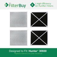 4 - 30930 Hunter HEPATech Air Purifier Replacement Filters. Fits Hunter Models: 30200, 30201, 30205, 30250, 30253...