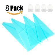 Icing Bag Set,PEMOTech 4 Sizes Reusable Silicone Cake Decorating Pastry Bags, Cream Icing Piping Bag, Cake Decorating...