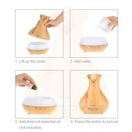 TOMSHINE 400ml Cool Mist Air Humidifier Ultrasonic Aroma Essential Oil Diffuser Wood-Grain 7 Color Changing Light... N6