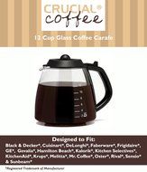 Universal Fit 12 Cup Glass Coffee Carafe Fits Black &amp; Decker, Cuisinart DCC-1200 &amp; DGB-900BC, DeLonghi, Hamilton...