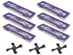 Hongfa High Performance Filters and Side Brushes Replacement for Neato Botvac Series 70e 75 80 85 Models (6) N4
