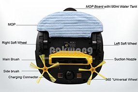 PAKWANG Wet and Dry Robot Vacuum Cleaner D5501 big mop with water tank, 2 suction nozzle and 3 models suction... N2