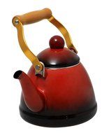 JustNile Country-Style Decorative Enameled iron Tea Kettle with Vintage Wooden Handle - 1.2 Quarts, Navy Blue... N15