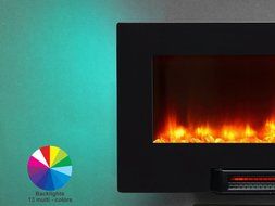 PuraFlame Provo 36- Inch Remote Control Portable &amp; Wall Mounted Flat Panel Fireplace Heater, 1350W, Black N3