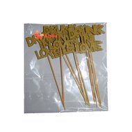 Aisila Pack of 10 Glitter Paper Drunk in Love Wedding Cupcake Toppers Golden