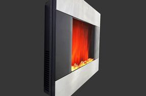36 inch Wall Mount Stainless Panel Electric Fireplace Space Heater With Pebbles AX510DP N2