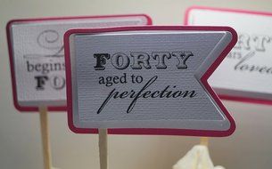 All About Details Taffy Pink 40th Birthday Quotes Cupcake Toppers, Set of 12