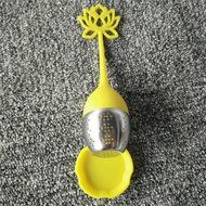 Cute Designed Lotus Shaped Stainless Steel Tea Infuser Teaspoon Silicone Loose Leaf Herb Strainer Filter Blue