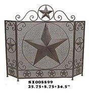 Fireplace Screen Tri Fold with Star - Metal - Heavy - Home D&eacute;cor - Fire -