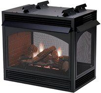 Premium 36" Vent-Free Peninsula LP Millivolt Control Fireplace