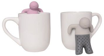 Jahoo Tea Infuser Set for Loose Leaf Tea, Silicone Tea Strainer Couple in a Set of 2, Grey and Pink