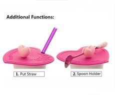 ME.FAN&trade; Silicone Anti-dust Glass Cup Cover - Love Is Everything Silicone Cup Lids - Mug Drink Cover/Spoon Holder...
