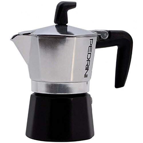 Pedrini: Sei Moka 6 Cups Espresso Coffee Pot, Polished Aluminium/Black Italian