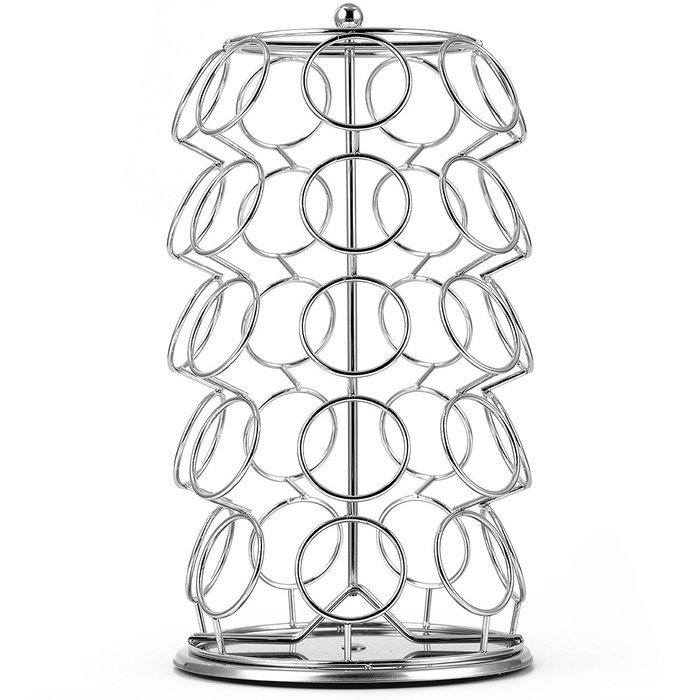 K Cup Holder,Oak Leaf Coffee Storage Spinning Carousel Organizer for Keurig K-Cups - 35 Pod, Electroplated N3