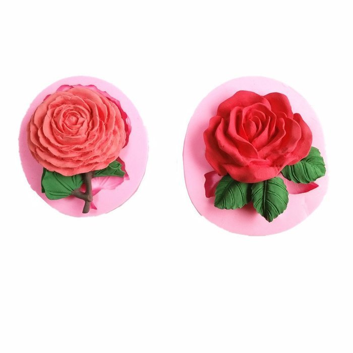 Yunko Set of 2 Rose Flower Shape Silicone Fondant Chocolate Candy Mold Cake Decorating Mold
